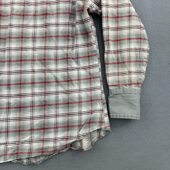 Wrangler Mens Western Shirt Large Gray‎ Pearl Snap Canvas Plaid - Picture 5 of 15